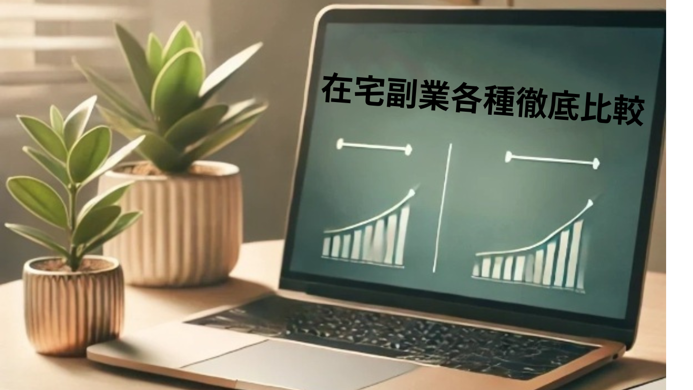 在宅で可能な副業について、読者にわかりやすく比較しているのが一目でわかる画像